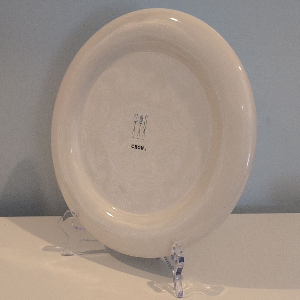 Rae Dunn "CHOW" Icon Ceramic Off White Dinner Plate 2018 Collection - Picture 5 of 10